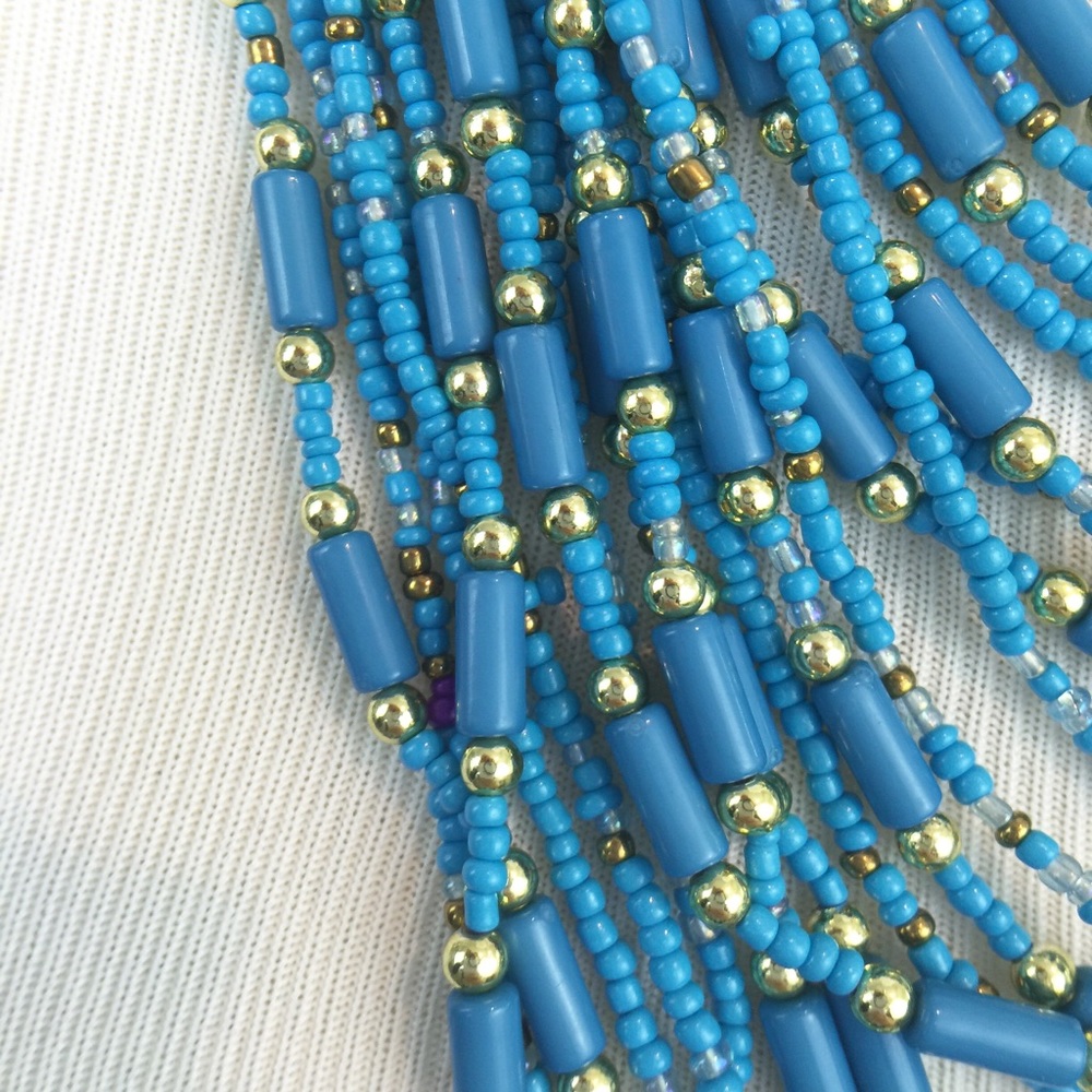 Turquoise Beaded Bib Necklace Multi Strand NEW - Picture 3 of 3